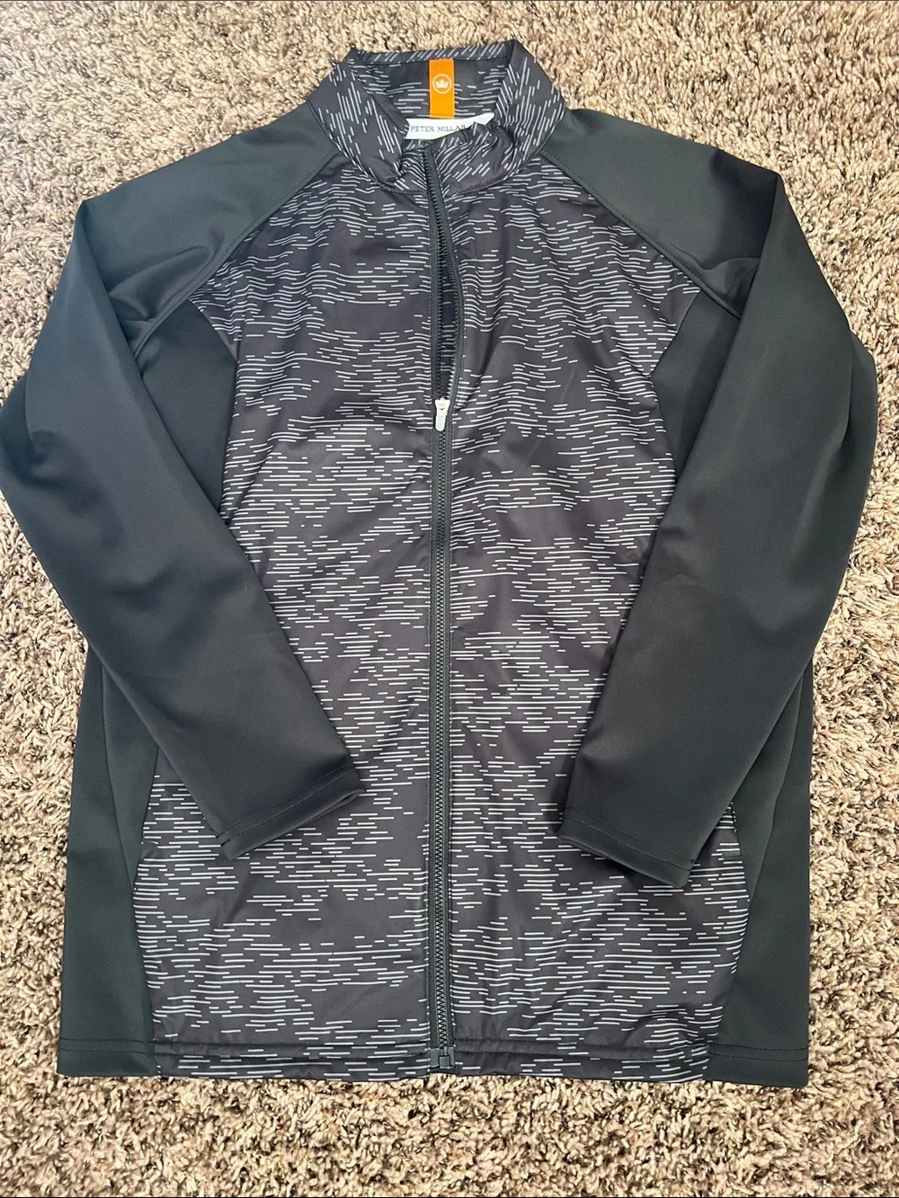 Boy’s Black Patterned Full-Zip Jacket